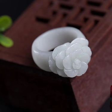 White Jadeite Rose Ring-Your Soul Place